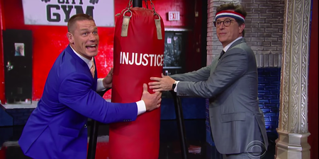 WATCH: John Cena taking Stephen Colbert for a training montage is as awesome as it sounds