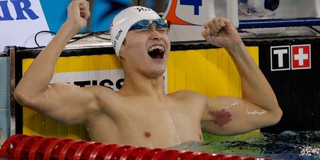 WATCH: Chinese swimmer wins gold, then fails dramatically with his celebration