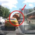 VIDEO: The exact moment a sewage truck explodes in rush-hour traffic
