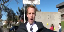 WATCH: Reporter nails trick shot on live television, his reaction is perfect