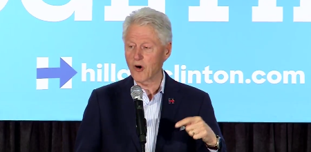 Bill Clinton responds to a heckler that called him a rapist at a campaign event