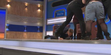 WATCH: Jeremy Kyle was knocked over during tussle on show this morning