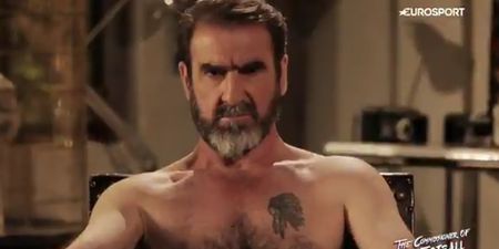 WATCH: Bare-chested Eric Cantona is back with a rousing message for Manchester United fans