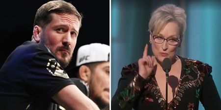 “F**k off.” John Kavanagh responds to Meryl Streep’s comments about MMA at the Golden Globes