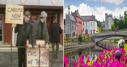 PIC: This Father Ted stag were refused entry to a Kilkenny pub so they staged a Father Ted protest outside