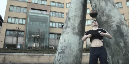 WATCH: Freestyle footballer roams the streets of Dublin in a tribute to the Jack Charlton era