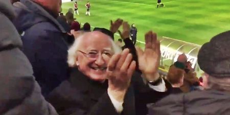 WATCH: President Michael D. Higgins had a brilliant time at the Galway match last night