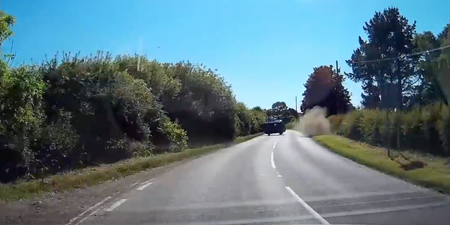 WATCH: Scary dashcam footage shows very near miss on rural road