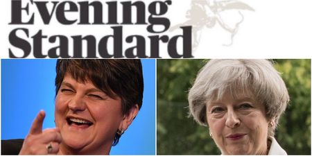 Evening Standard’s front page sums up mood in UK as Theresa May does deal with DUP