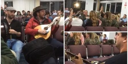 WATCH: More brilliant footage of the trad session that broke out in Newcastle after a flight to Ireland was delayed