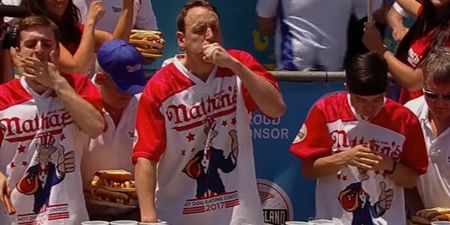 WATCH: Man with great name eats 72 hot dogs in 10 minutes to win famous eating contest for a 10th time