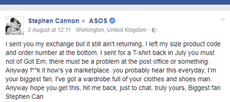 PICS: Customer sends ASOS Eminem-style message and gets Eminem-style reply back