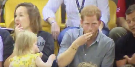 VIDEO: Prince Harry acts like a complete champ when a toddler steals his popcorn