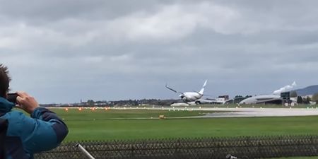WATCH: Scary scenes as plane hits tarmac before pilot abandons landing in high winds