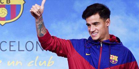 Everyone’s noticed the same thing about Barcelona’s unveiling photo of Coutinho