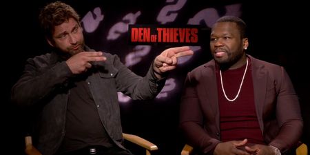 EXCLUSIVE: Gerard Butler and 50 Cent talk Den Of Thieves, P.S. I Love You and who is the best shot