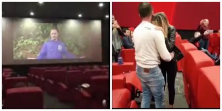 WATCH: Man proposes to girlfriend on the big screen in a packed Wexford cinema screen