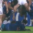 Horrific tackle by two U-20 French players against English opponent results in double red card