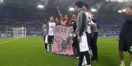 WATCH: Liverpool players hold up flag supporting Sean Cox following semi-final win