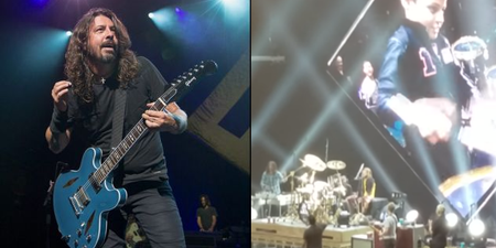 Kid refuses to leave stage after Foo Fighters invite him up to play drums