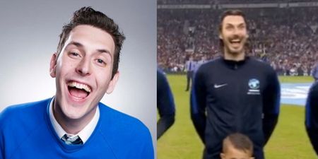 Neil from The Inbetweeners couldn’t help but take the mickey during the English national anthem