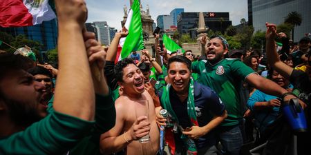Mexican fans bring cardboard cutout of their mate who wasn’t able to go to the World Cup