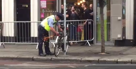 Gardaí issue statement after footage surfaces of Garda cutting bike lock during Royal visit