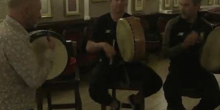 WATCH: Liverpool legends try their hand at a Irish trad music session while in Dublin