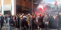 WATCH: PSG Ultras storm Liverpool town centre with flares