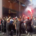 WATCH: PSG Ultras storm Liverpool town centre with flares