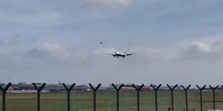 WATCH: Scary footage of a plane aborting a landing attempt in high winds at Dublin Airport