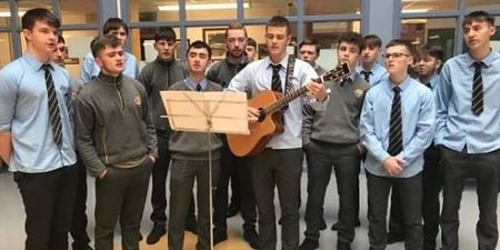 WATCH: 6th Year students in Naas perform stunning choral song to mark 100 years since the end of World War I