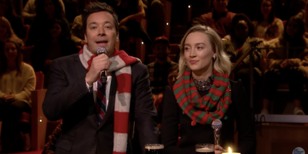 Saoirse Ronan and Jimmy Fallon perform ‘Fairytale of New York’ on the Tonight Show