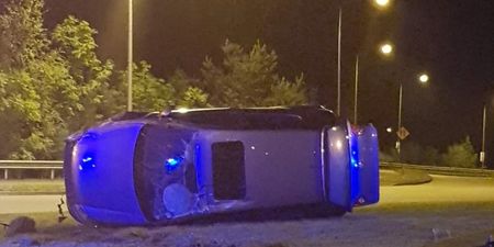 Garda in Kildare share images of flipped car that failed to stop after being caught speeding