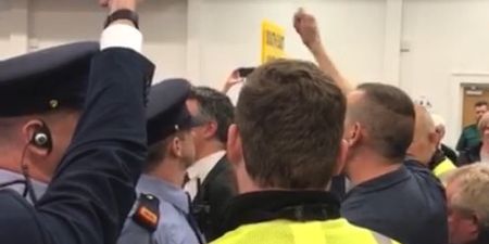 WATCH: Eoghan Murphy surrounded by protestors at election count centre