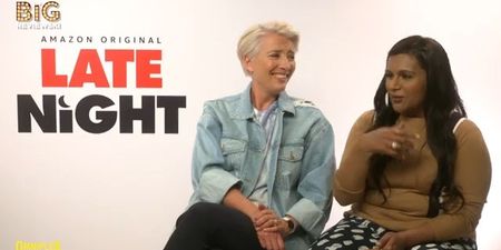 Emma Thompson and Mindy Kaling chat Late Night, being a GIF, and loving Emilia Clarke