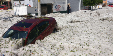 Freak hail shower in Mexico sees 1.5m of ice fall, burying cars and damaging houses
