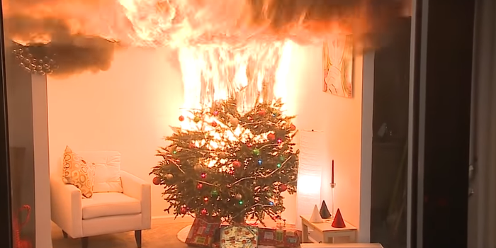 christmas tree burning