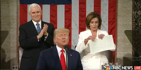 Nancy Pelosi rips up copy of Trump’s State of the Union address as he finished his speech