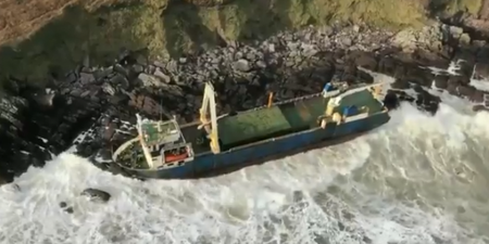 Storm Dennis washes ghost ship up on to Cork shore