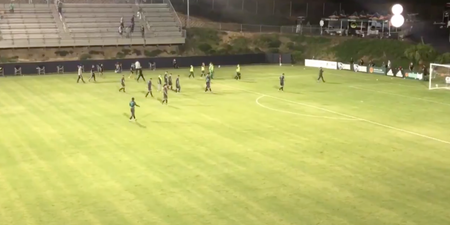 American soccer team walk off pitch after opposing player allegedly used homophobic slur