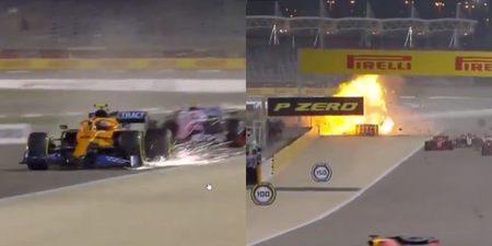 Horrific F1 crash sees driver emerge unscathed with car engulfed in flames