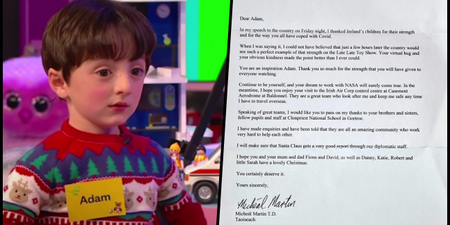 Taoiseach hails Adam King as an “inspiration” in personal letter to the hero of the Late Late Toy Show