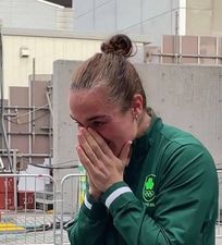 Emotional moment Kellie Harrington reacts to scenes from home as she took home Olympic gold