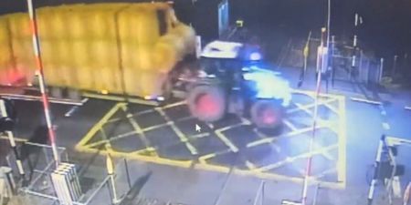 WATCH: Irish Rail releases footage of tractor crashing through a level crossing