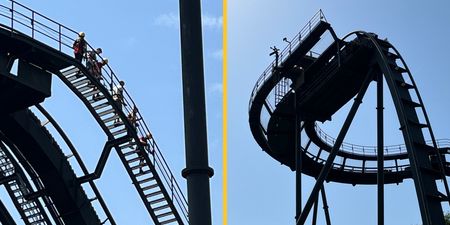 Terrifying scenes as people forced to climb down roller coaster at Alton Towers