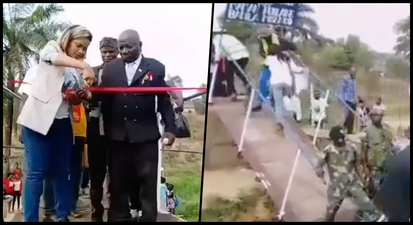 WATCH: Bridge is officially opened… before immediately collapsing once ribbon is cut