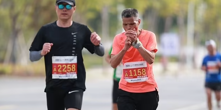 Chinese man runs entire marathon in three and a half hours while chain smoking