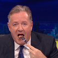 Piers Morgan eats steak in front of vegan protestor to try and make a point