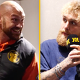 Jake Paul startled as Tyson Fury crashes his back-stage interview